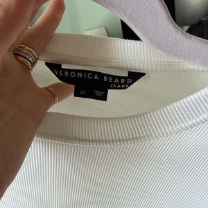 Veronica Beard Ivory Ribbed Knit Top